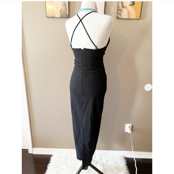 NWT Zara Black Beaded Strappy Maxi Dress - Picture 7 of 10